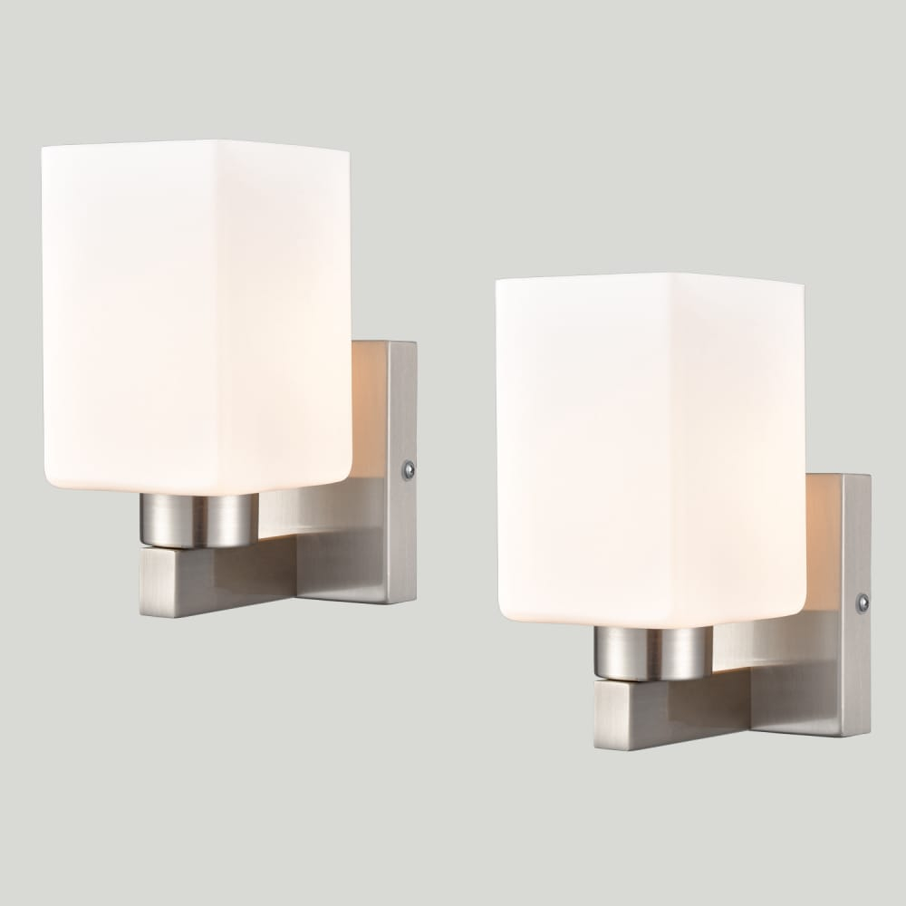 2-Pack Brushed Nickel Wall Sconce Bathroom Light | Claxy pertaining to Choosing the Right Lighting How the Alexus 4 Light Sconce Enhances Any Room