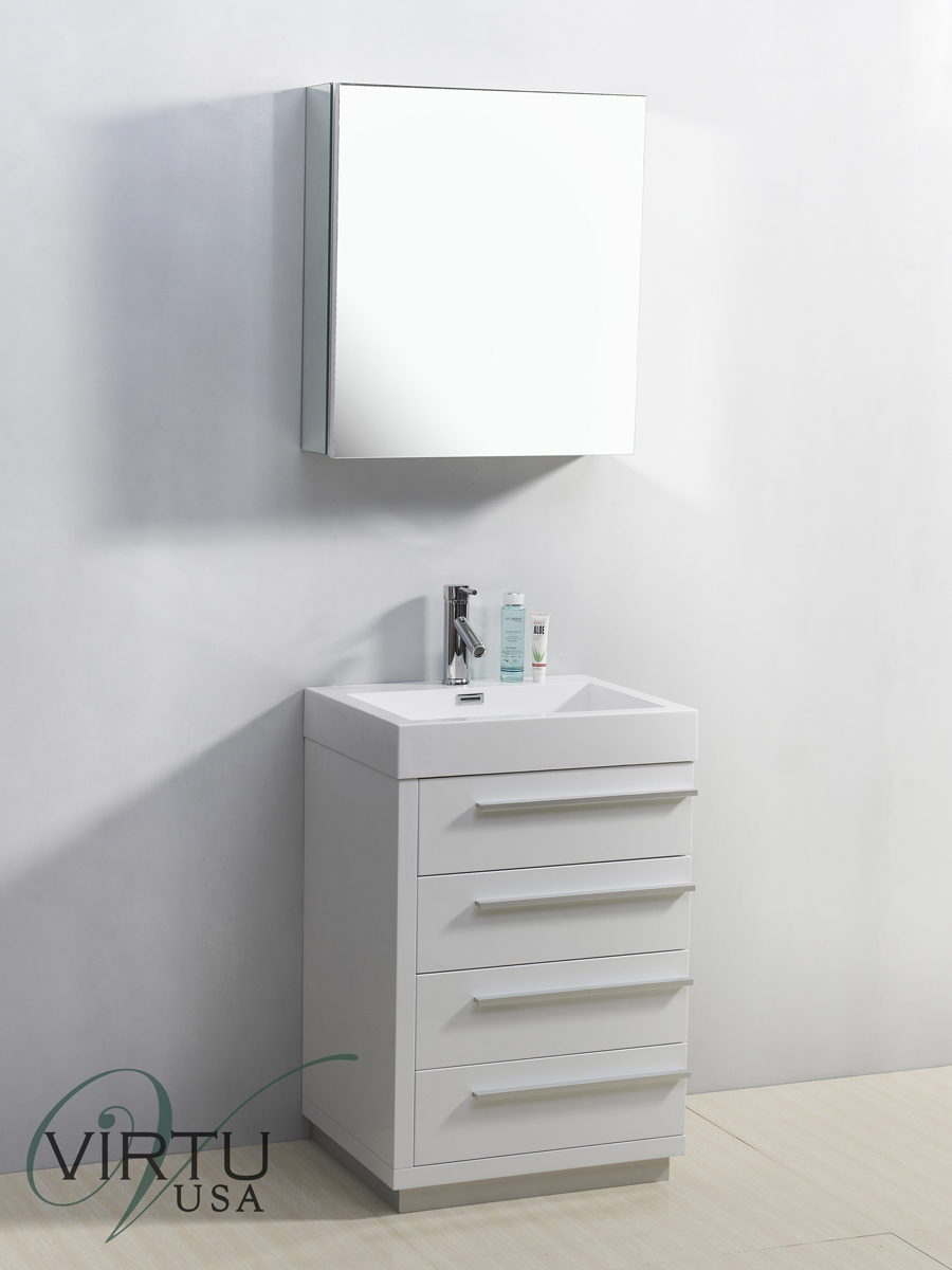 24" Bailey Single Bath Vanity - White - Bathgems.com throughout Beyond the Basics Exploring Features of White Bathroom Vanities