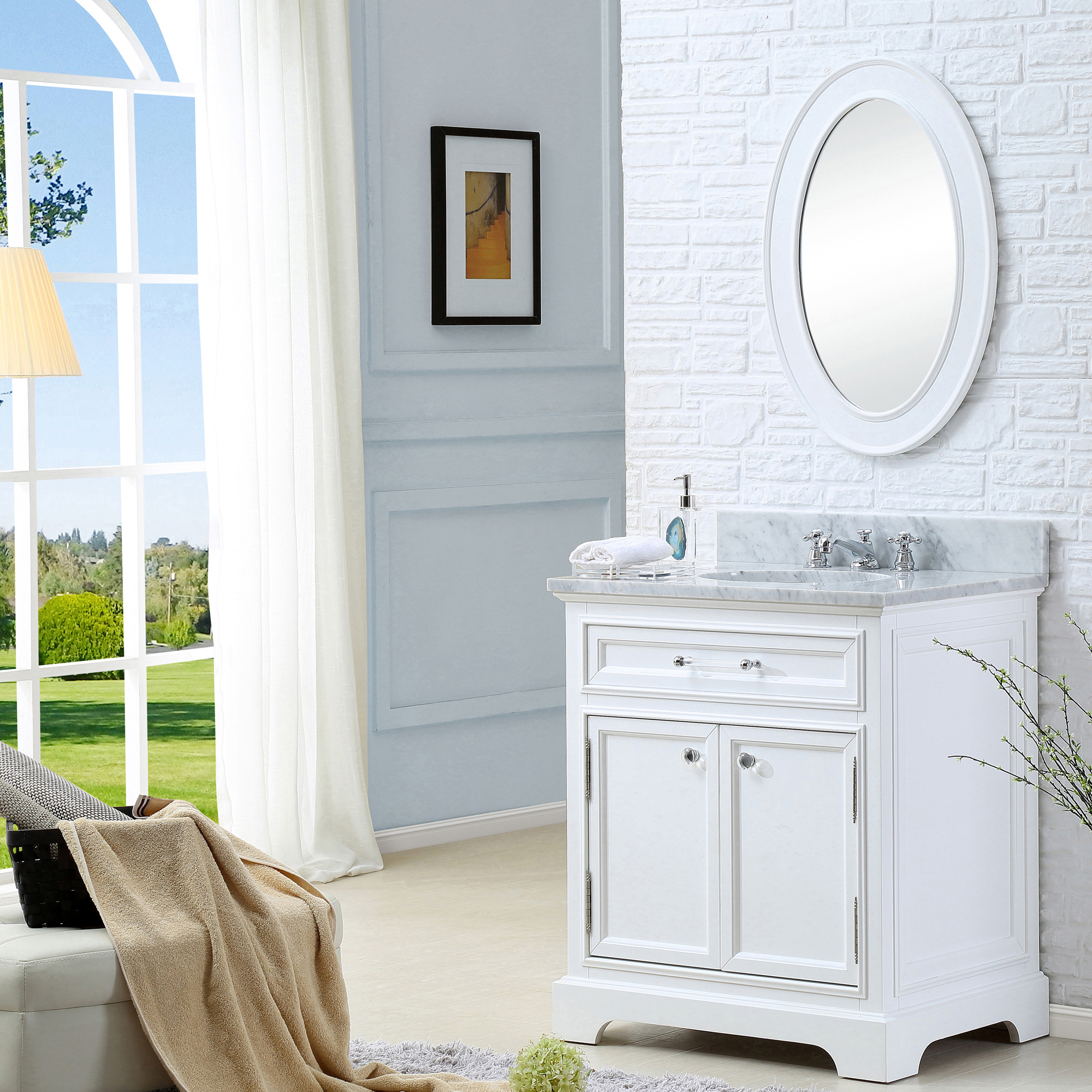 24" Pure White Single Sink Bathroom Vanity With White Carrara Marble Top with regard to Beyond the Basics Exploring Features of White Bathroom Vanities