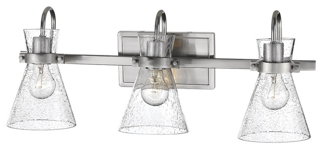 3-Light Brushed Nickel Vanity With Clear Seeded Glass - Transitional ... with regard to Illuminating Your Space A Guide to the Aliana 3-Light Brushed Nickel Vanity