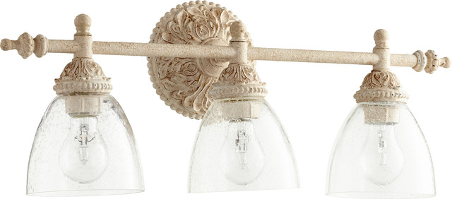 3-Light Clear Seeded Vanity Fixture, Persian White With Clear Seeded ... with regard to Maintenance and Care Tips for Your Alameda 3-Light Vanity Fixture