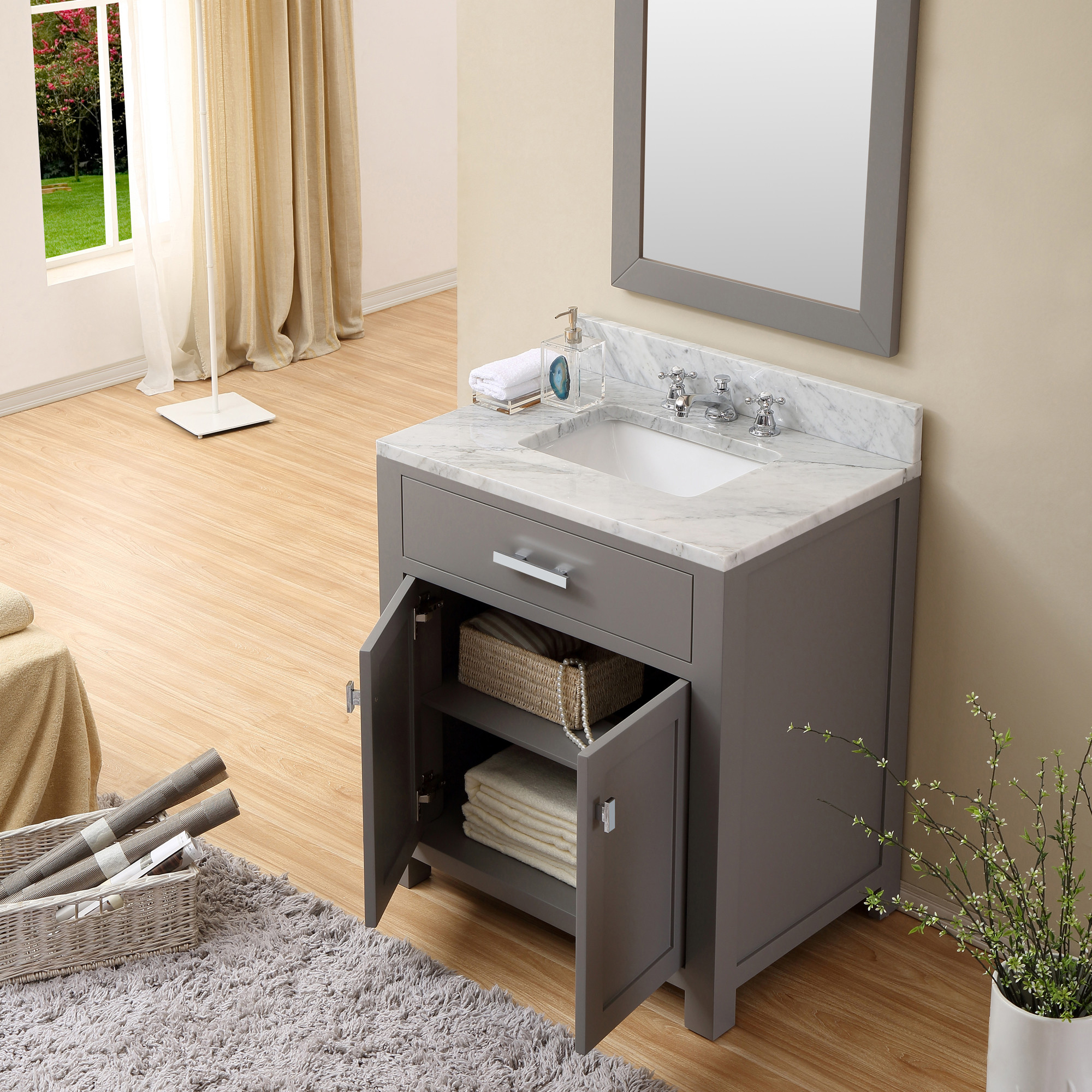 30 Inch Gray Finish Single Sink Bathroom Vanity within Understanding the Features of a Brushed Nickel Vanity Art Bathroom Vanity