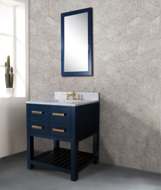 30" Monarch Blue Single Sink Bathroom Vanity - Contemporary - Bathroom ... inside Space-Saving Solutions with the Freestanding Ezra Single Sink Vanity