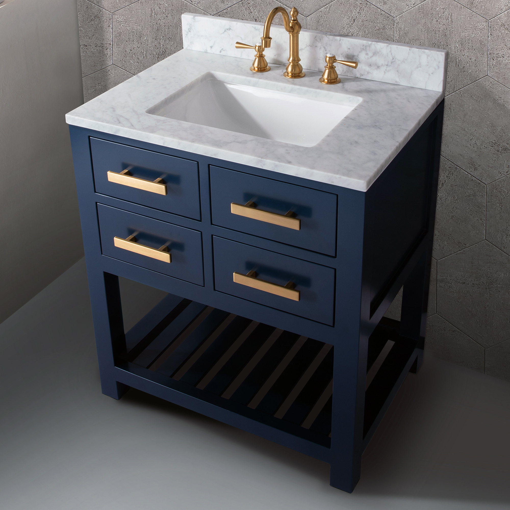 30" Monarch Blue Single Sink Bathroom Vanity throughout The Ezra Bathroom Vanity, Monarch Blue, 30", Single Sink, Freestanding