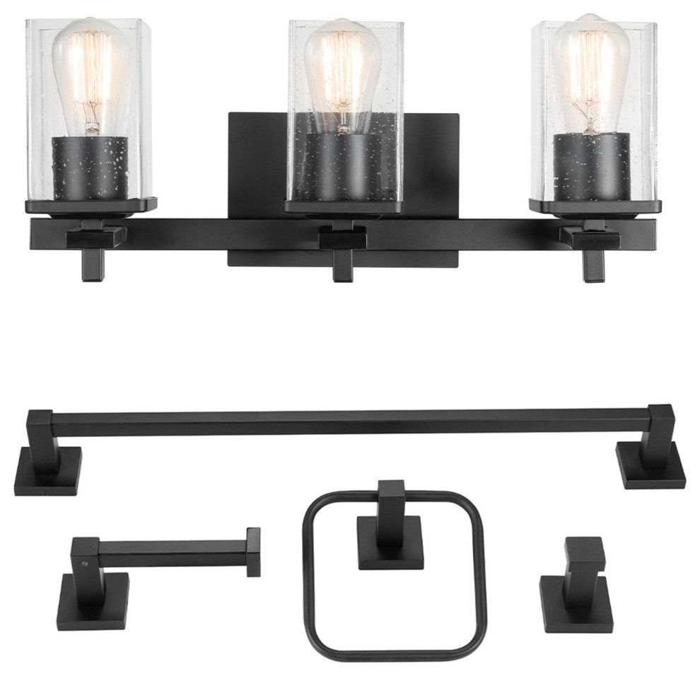 5-Piece Matte Black All-In-One Bathroom Set - Industrial - Bathroom ... throughout The Art of Bathroom Design Features of the Alexandria Collection