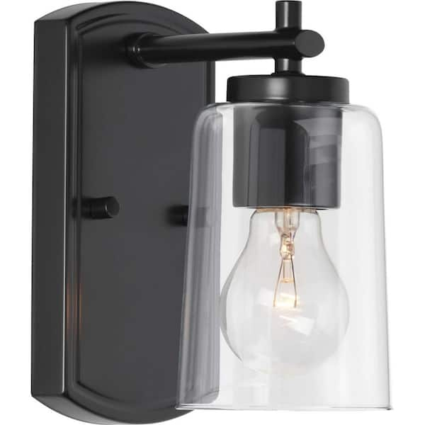 Adley Collection 1-Light Matte Black Clear Glass New Traditional Bath ... in Installation Insights a Practical Guide to the Adley Collection 3-Light Vanity