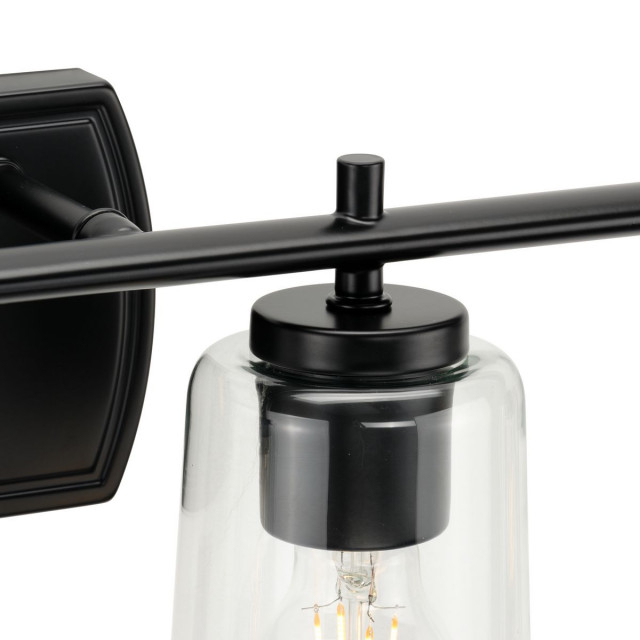 Adley Collection 48-1/2" 6-Light Matte Black Clear Glass Bath Vanity ... for Beyond the Glow Exploring Design Elements of Clear Glass Bath Vanity Lights