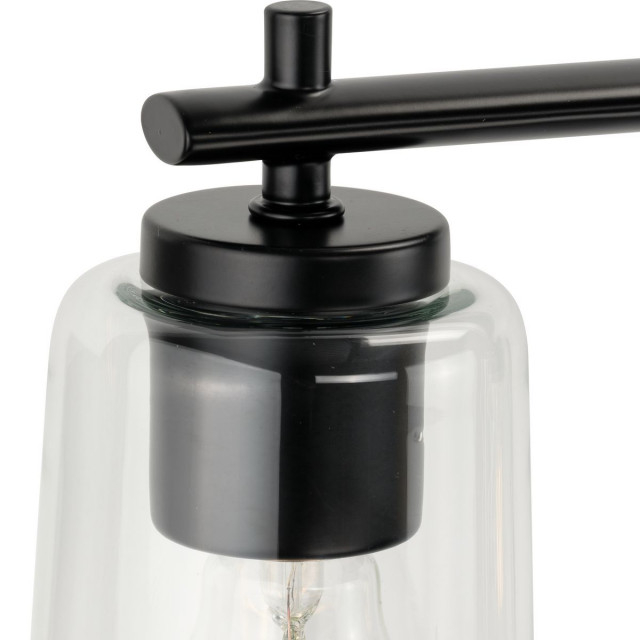 Adley Collection 48-1/2" 6-Light Matte Black Clear Glass Bath Vanity ... pertaining to Beyond the Glow Exploring Design Elements of Clear Glass Bath Vanity Lights