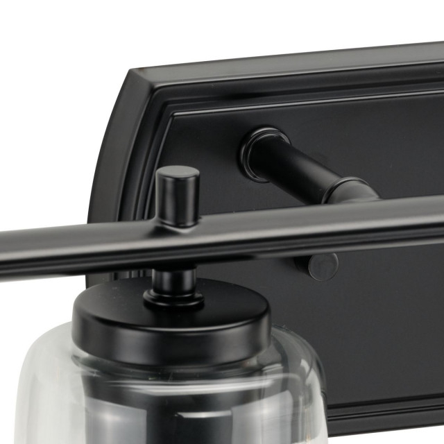 Adley Collection 48-1/2" 6-Light Matte Black Clear Glass Bath Vanity ... pertaining to Beyond the Glow Exploring Design Elements of Clear Glass Bath Vanity Lights