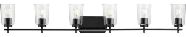 Adley Collection 48-1/2" 6-Light Matte Black Clear Glass Bath Vanity ... throughout Adley Collection 48-1/2" 6-Light Brushed Nickel Clear Glass Bath Vanity Light