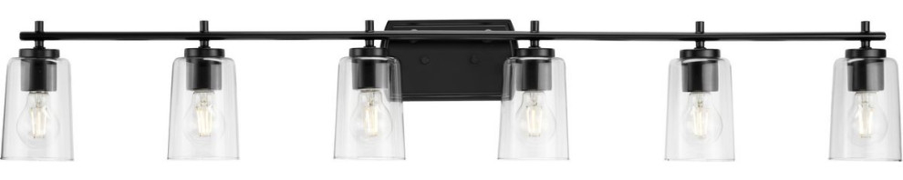 Adley Collection 48-1/2" 6-Light Matte Black Clear Glass Bath Vanity ... within Troubleshooting Common Issues with Adley Collection Vanity Lights
