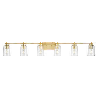 Adley Collection 48-1/2" 6-Light Satin Brass Clear Glass Bath Vanity ... throughout Adley Collection 48-1/2" 6-Light Brushed Nickel Clear Glass Bath Vanity Light