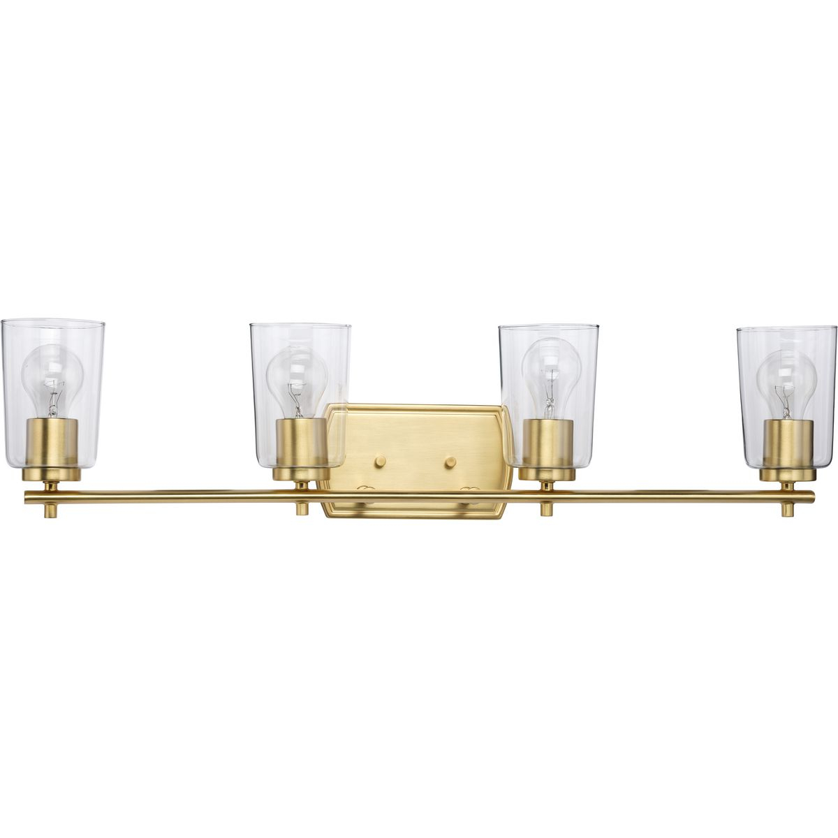 Adley Collection Four-Light Satin Brass Clear Glass New Traditional ... intended for Adley Collection 48-1/2" 6-Light Satin Brass Clear Glass Bath Vanity Light