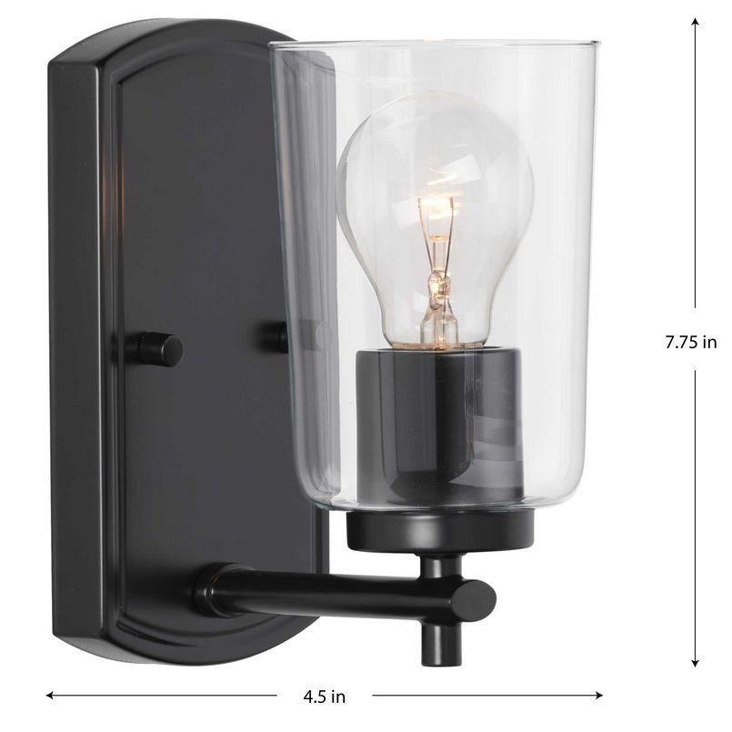 Adley Collection One-Light Matte Black Clear Glass New Traditional Bath ... for Adley One Light Bath And Vanity, Brushed Nickel
