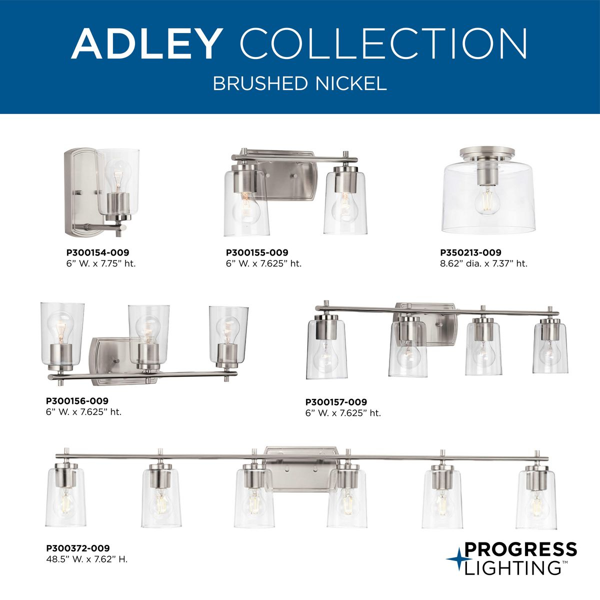 Adley Collection Two-Light Brushed Nickel Clear Glass New Traditional ... pertaining to Beyond the Glow Exploring Design Elements of Clear Glass Bath Vanity Lights