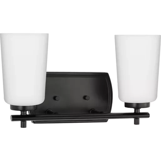 Adley Collection Two-Light Matte Black Etched Opal Glass New ... throughout Installation Insights a Practical Guide to the Adley Collection 3-Light Vanity