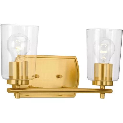 Adley Collection Two-Light Satin Brass Clear Glass New Traditional Bath ... throughout Creating a Harmonious Space with {{keyword}} Learnings