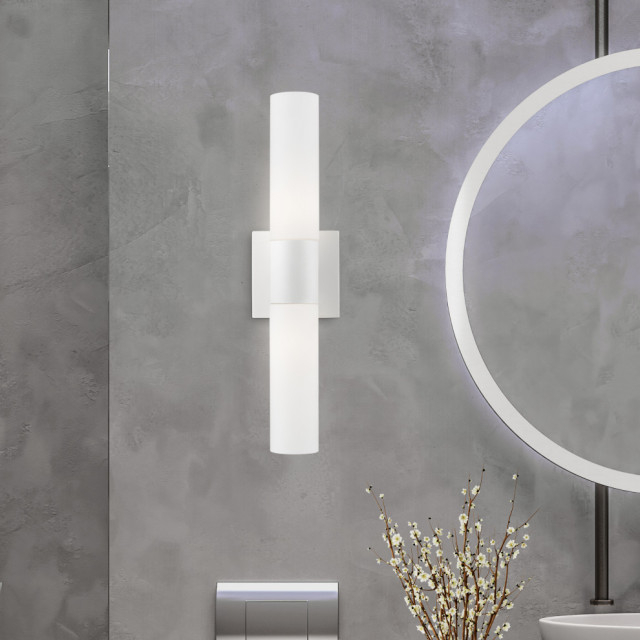 Aero 2 Light White With Brushed Nickel Accent Ada Vanity Sconce ... within Maximizing Light and Style: Design Ideas with the Aero 2 Light Sconce