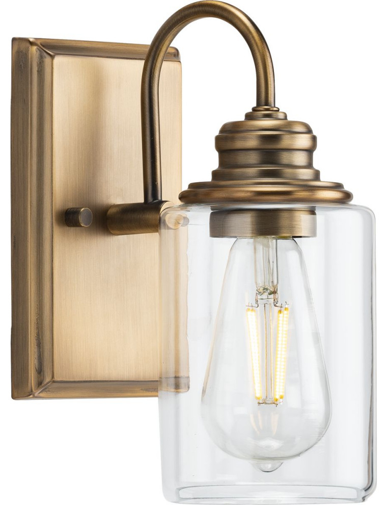 Aiken 1-Light Clear Glass Vintage Wall Light, 4.5 In X 7 In X 9.875 In ... intended for Illuminating Your Space A Deep Dive into the Aiken 4-Light Vanity Light
