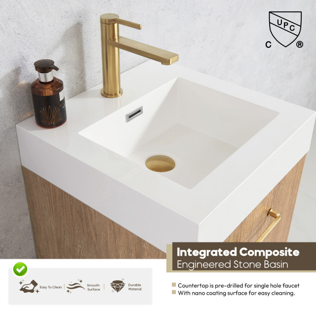 Alistair Vanity, North American Oak With Countertop, 18" - Contemporary ... intended for The Enduring Appeal of Alistair Vanity North American Oak A Deep Dive