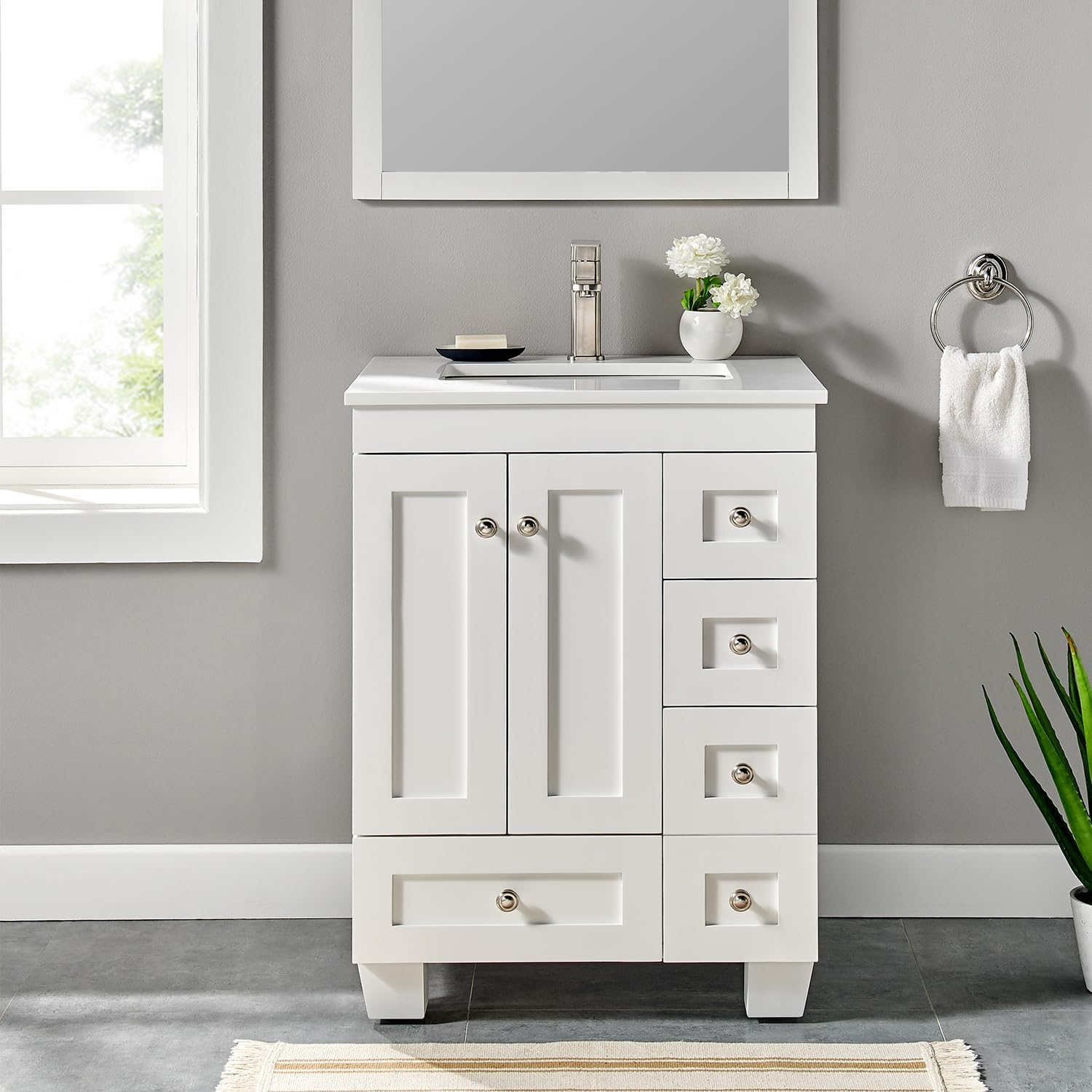 Amazon.com: Eviva White Freestanding Bathroom Cabinet - 24 Inch Vanity ... throughout Beyond the Basics Exploring Features of White Bathroom Vanities