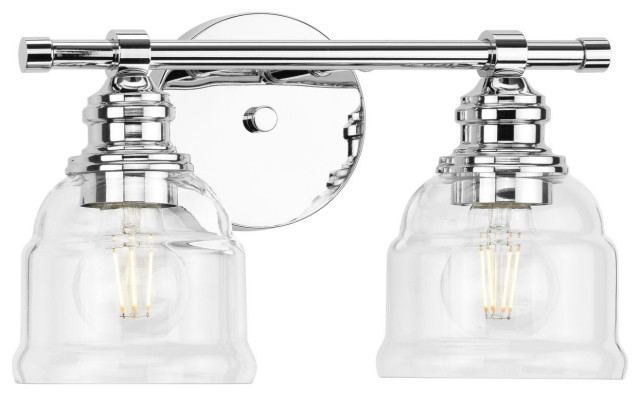Ambrose Collection 13" 2-Light Polished Chrome Clear Glass Bath Vanity ... regarding Ambrose Collection 29" 4-Light Polished Chrome Clear Glass Bath Vanity Light
