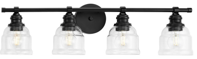 Ambrose Collection 29" 4-Light Matte Black Clear Glass Bath Vanity ... regarding Ambrose Collection 29" 4-Light Polished Chrome Clear Glass Bath Vanity Light