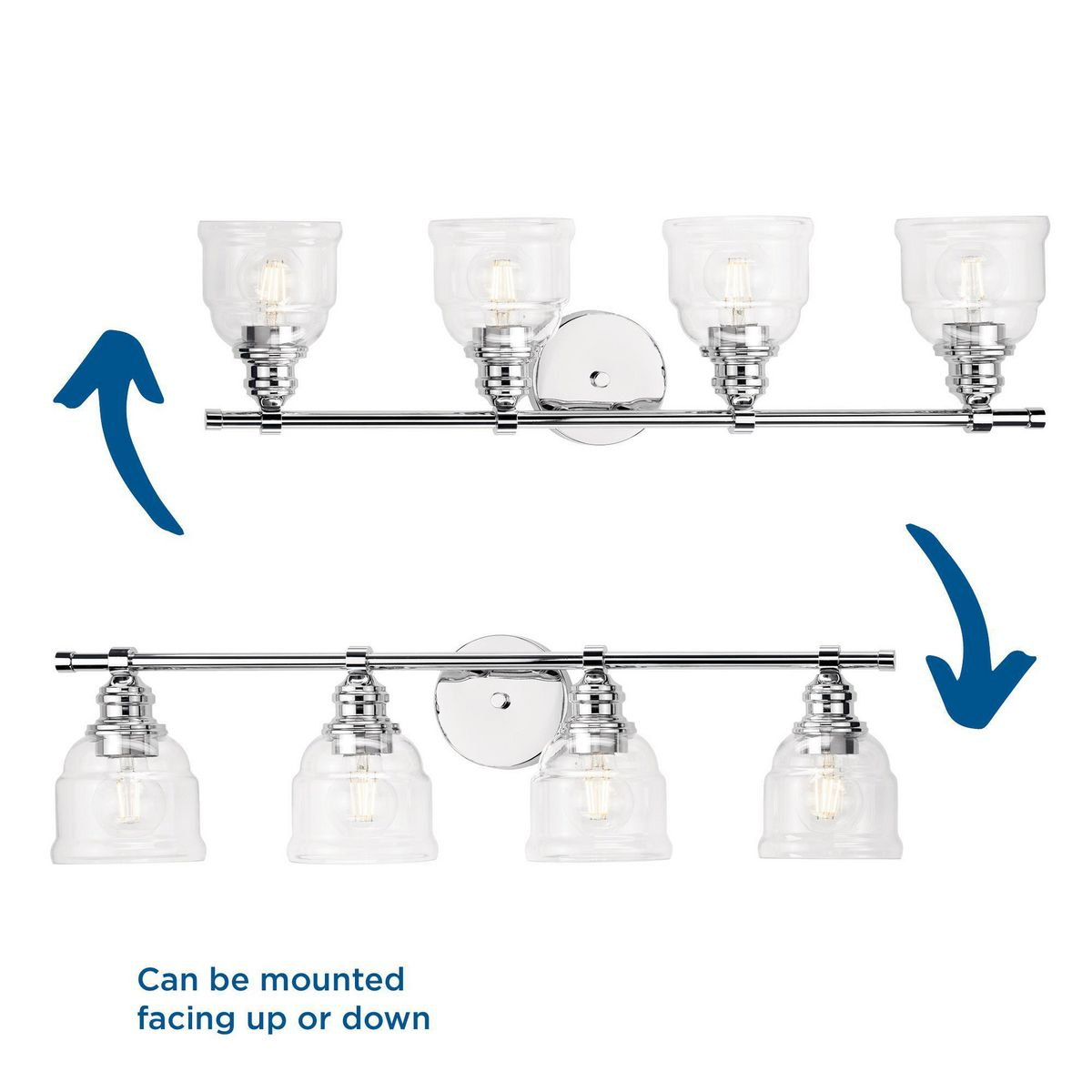 Ambrose Collection Four-Light Farmhouse Polished Chrome Clear Glass ... in Ambrose Collection 29" 4-Light Polished Chrome Clear Glass Bath Vanity Light