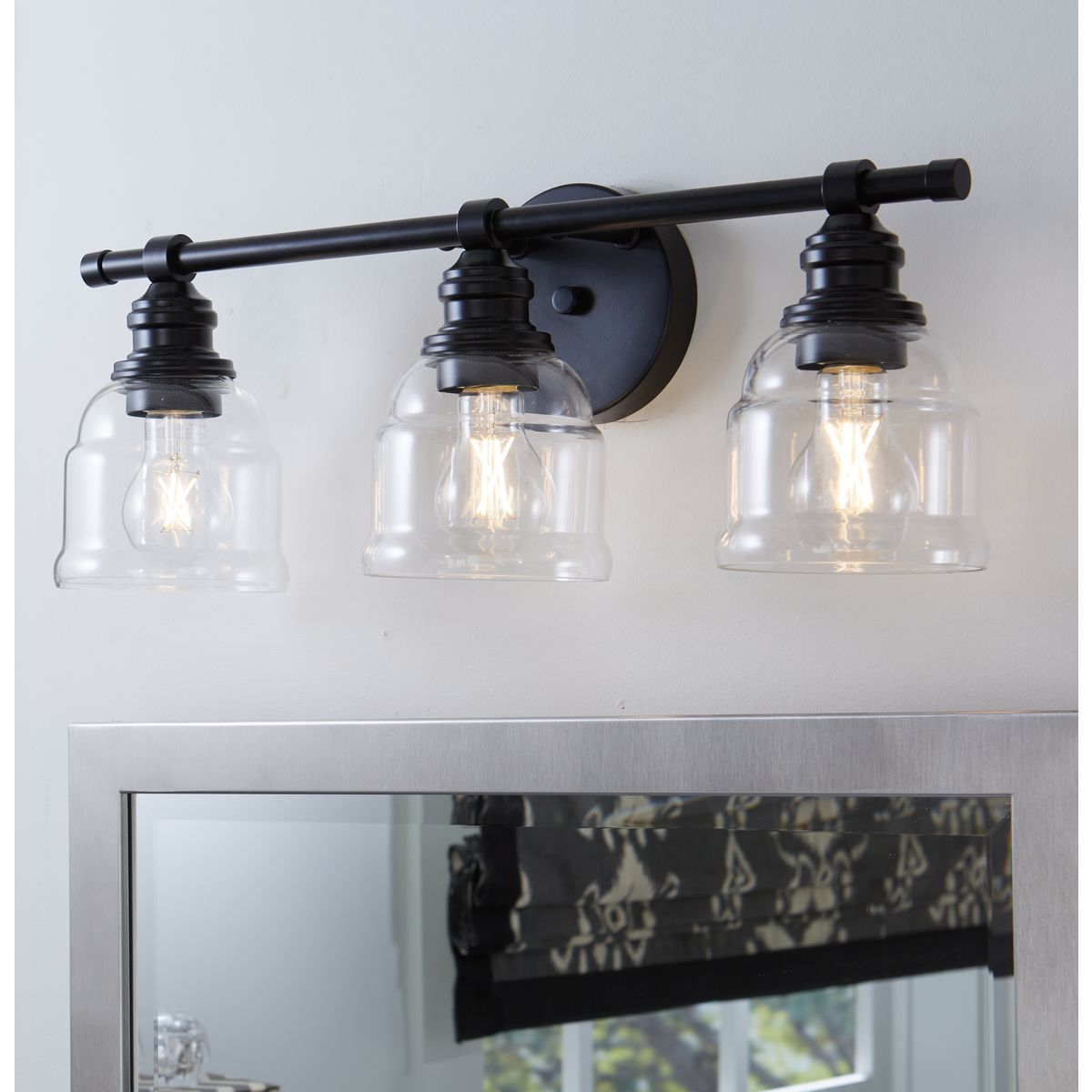 Ambrose Collection Three-Light Farmhouse Matte Black Clear Glass Bath ... pertaining to Enhancing Your Home's Ambiance How the Ambrose Collection Affects Your Space