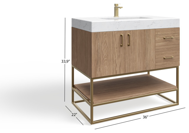 Bahia Bath Vanity, 36" - Contemporary - Bathroom Vanities And Sink ... with Single Basin Vanities A Practical Guide to Bathroom Design