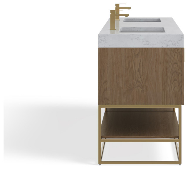 Bahia Bath Vanity, 72" - Contemporary - Bathroom Vanities And Sink ... pertaining to Bahia Bath Vanity, Oak, 72", Brushed Gold Hardware, Double, Freestanding