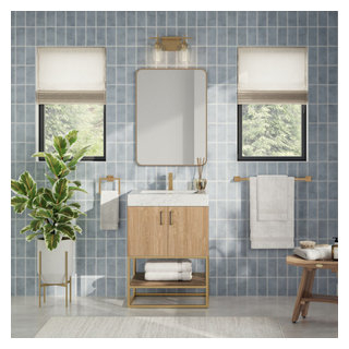 Bahia Bath Vanity, Oak, 24", Brushed Gold Hardware, Single ... with regard to Bahia Bath Vanity, Oak, 36", Brushed Gold Hardware, Single, Freestanding