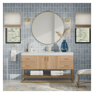 Bahia Bath Vanity, Oak, 60", Brushed Gold Hardware, Single ... for Bahia Bath Vanity, Oak, 48", Brushed Gold Hardware, Single, Freestanding