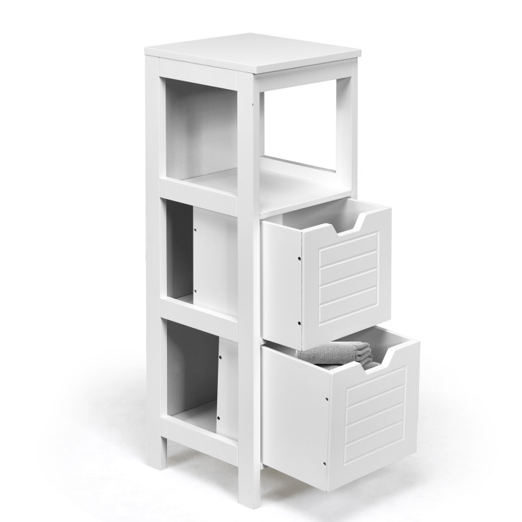 Bathroom Wooden Floor Cabinet Multifunction Storage Rack Stand ... for Costway Floor Cabinet Multifunction Bathroom Storage Organizer Rack W/2 Drawers