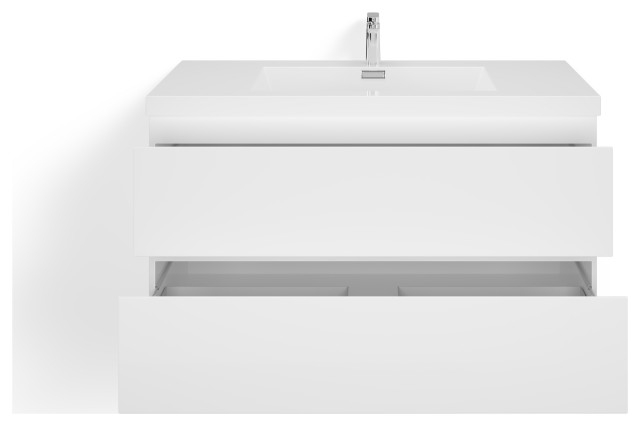Beacon Bath Vanity, 42" - Modern - Bathroom Vanities And Sink Consoles ... for Beacon Bath Vanity, White Oak, 42", Single Sink, Wall Mount
