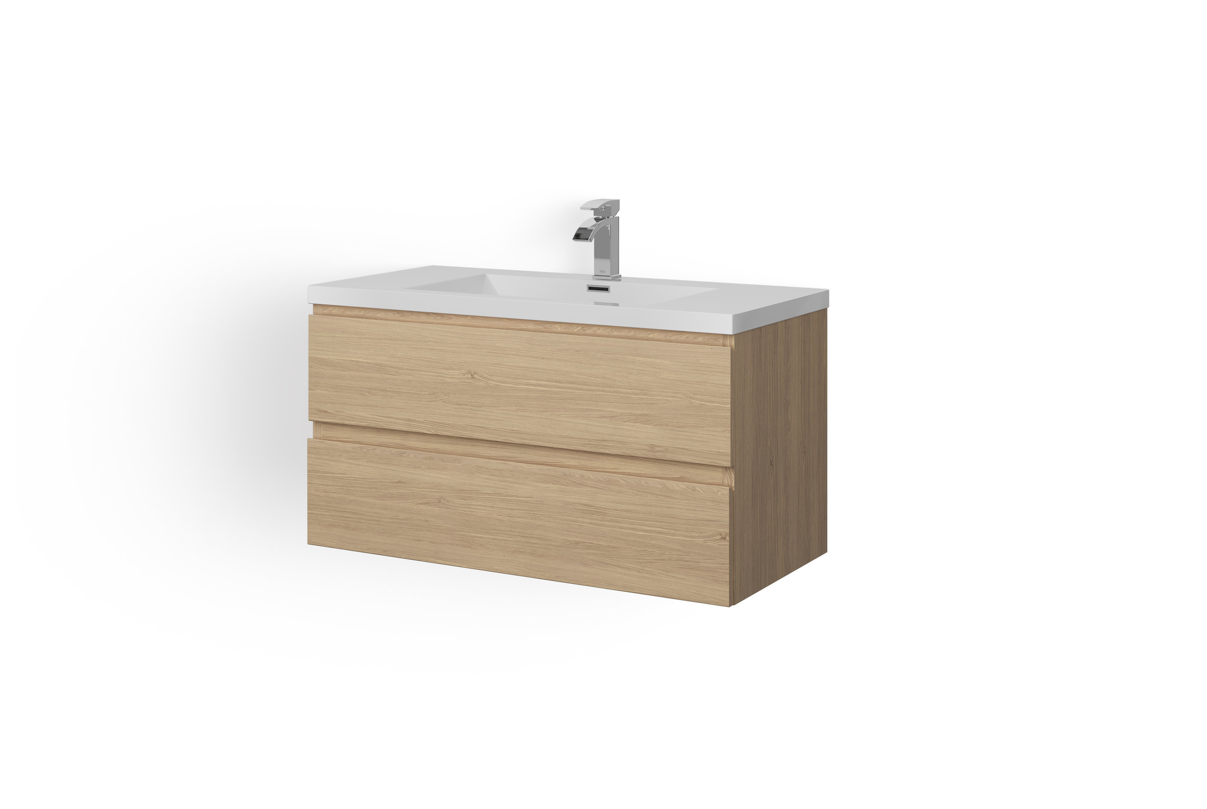 Beacon Bath Vanity, 42" - Modern - Bathroom Vanities And Sink Consoles ... in Beacon Bath Vanity, White Oak, 42", Single Sink, Wall Mount