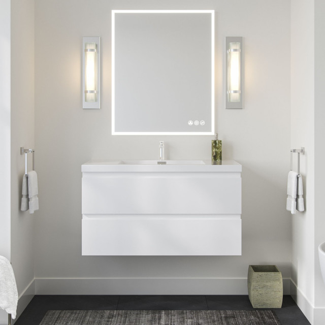 Beacon Bath Vanity, 42" - Modern - Bathroom Vanities And Sink Consoles ... pertaining to Beacon Bath Vanity, White Oak, 42", Single Sink, Wall Mount
