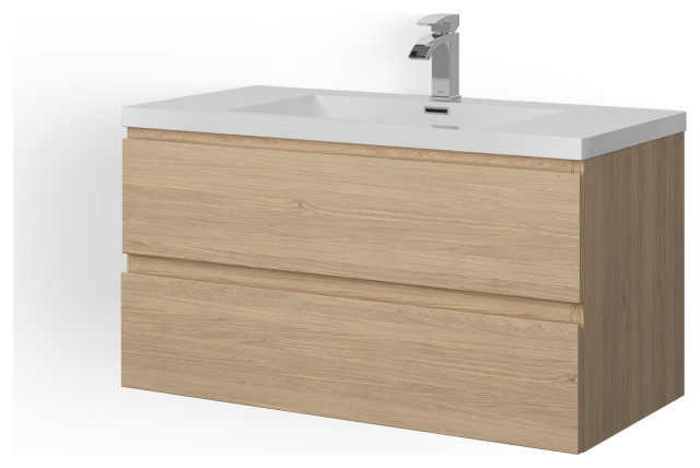Beacon Bath Vanity, 42" - Modern - Bathroom Vanities And Sink Consoles ... throughout Beacon Bath Vanity, White Oak, 42", Single Sink, Wall Mount