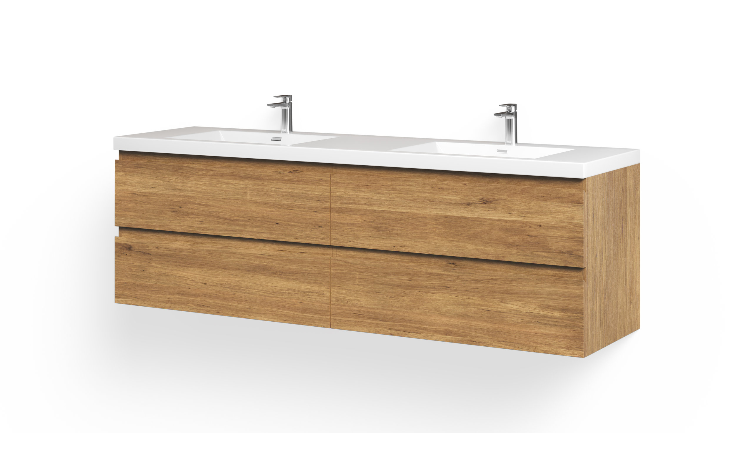 Beacon Bath Vanity, 72" - Modern - Bathroom Vanities And Sink Consoles ... for The Beacon Bathroom Vanity, Double Sink, 72”, Natural Oak, Wall Mounted