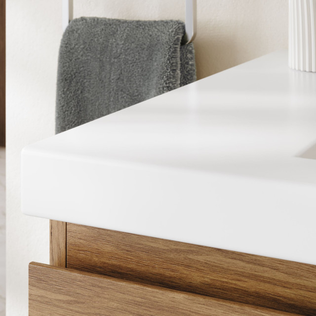 Beacon Bath Vanity, 72" - Modern - Bathroom Vanities And Sink Consoles ... with The Beacon Bathroom Vanity, Double Sink, 72”, Natural Oak, Wall Mounted