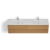 Beacon Bath Vanity, 84" - Modern - Bathroom Vanities And Sink Consoles ... pertaining to The Beacon Bathroom Vanity, Double Sink, 84", Natural Oak, Wall Mounted