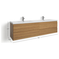 Beacon Bath Vanity, 84" - Modern - Bathroom Vanities And Sink Consoles ... regarding The Beacon Bathroom Vanity, Double Sink, 84", Natural Oak, Wall Mounted