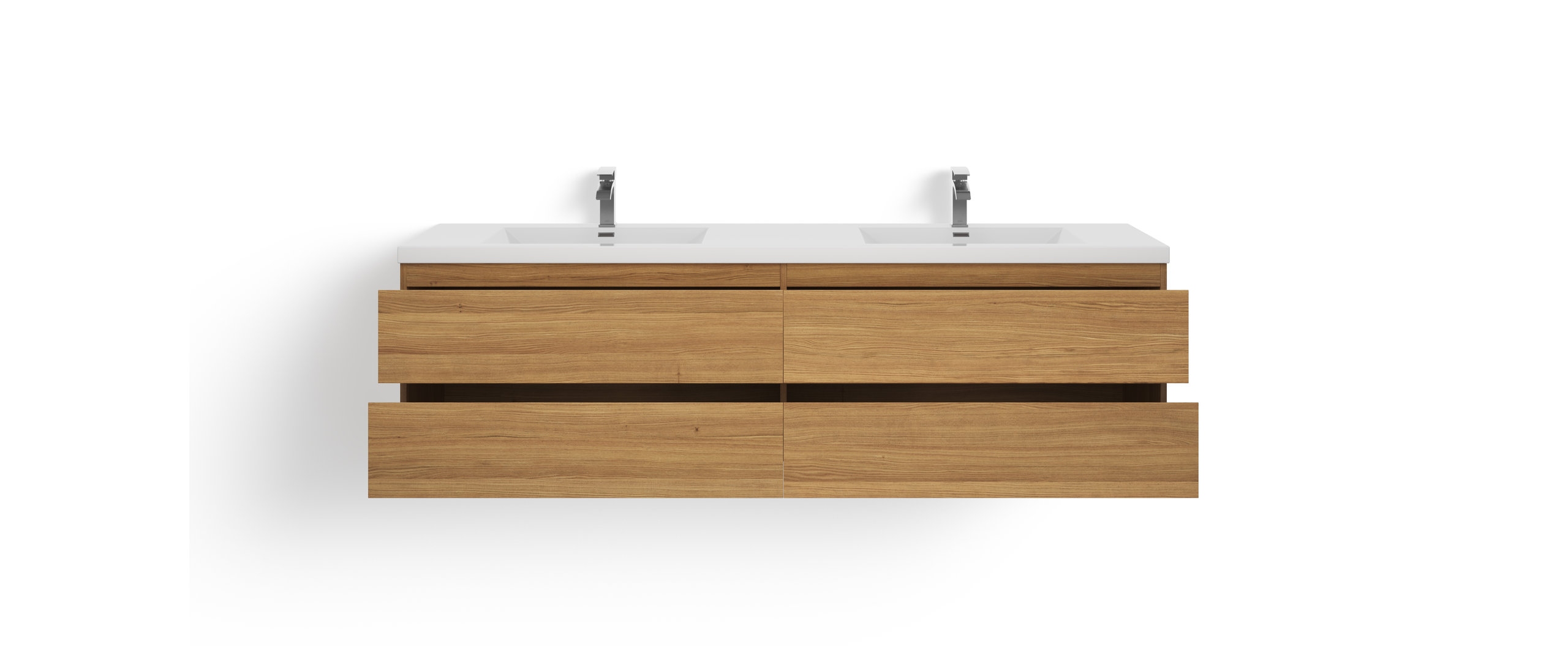 Beacon Bath Vanity, 84" - Modern - Bathroom Vanities And Sink Consoles ... throughout The Beacon Bathroom Vanity, Double Sink, 84", Natural Oak, Wall Mounted