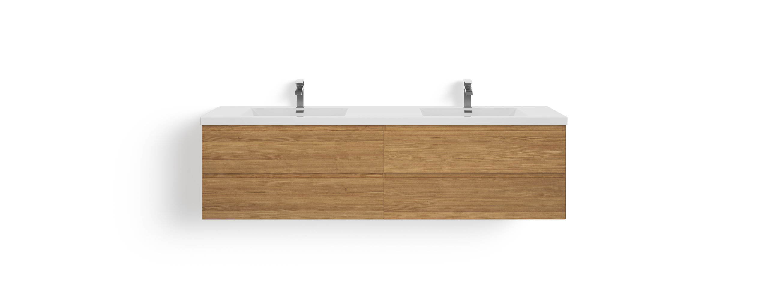 Beacon Bath Vanity, 84" - Modern - Bathroom Vanities And Sink Consoles ... throughout The Beacon Bathroom Vanity, Double Sink, 84", Natural Oak, Wall Mounted