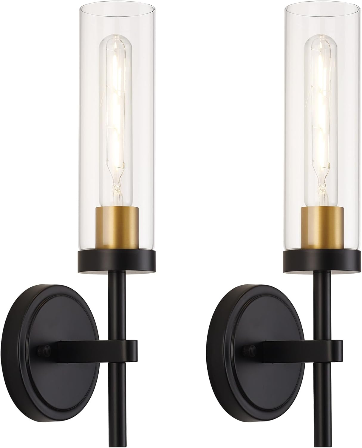Black And Gold Hardwired Wall Sconces Set Of 2, Modern Bathroom Vanity ... with regard to Alfie 2-Light Wall Sconce, Black