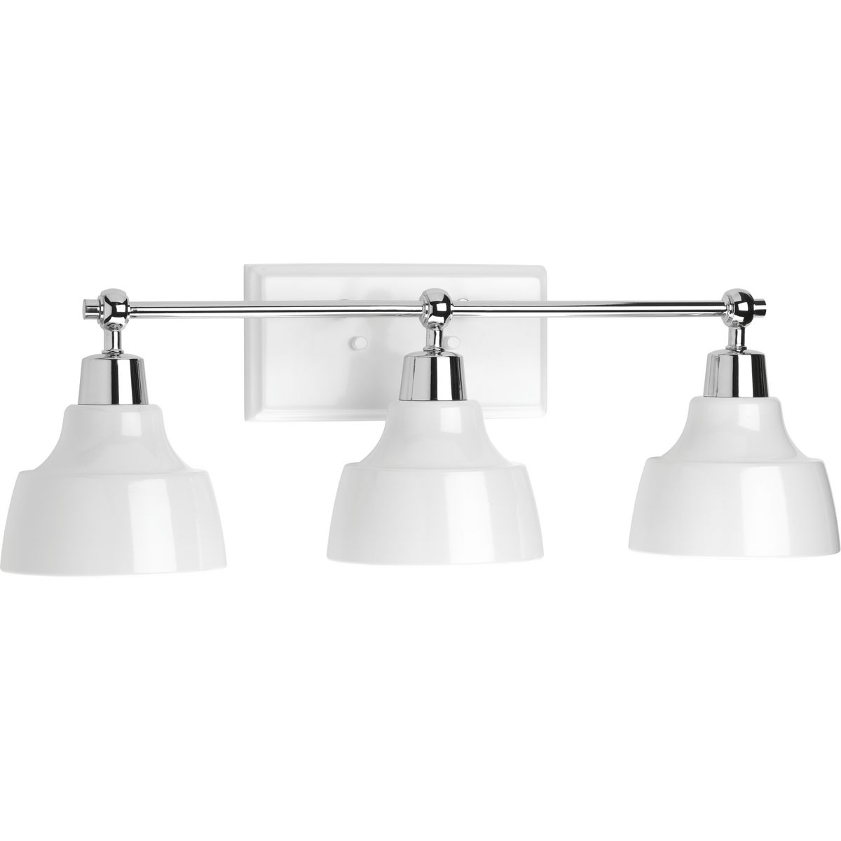 Bramlett Collection Three-Light Polished Chrome White Metal Shade ... inside Adorn Collection 3-Light Bath Light, Polished Chrome