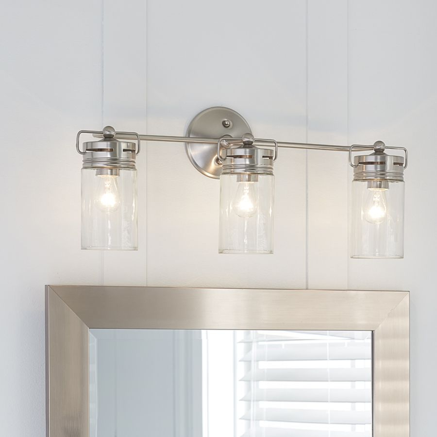 Brushed Nickel Vanity Lights Bathroom for Clear Glass Chronicles Understanding Light Diffusion with the Aiken Collection