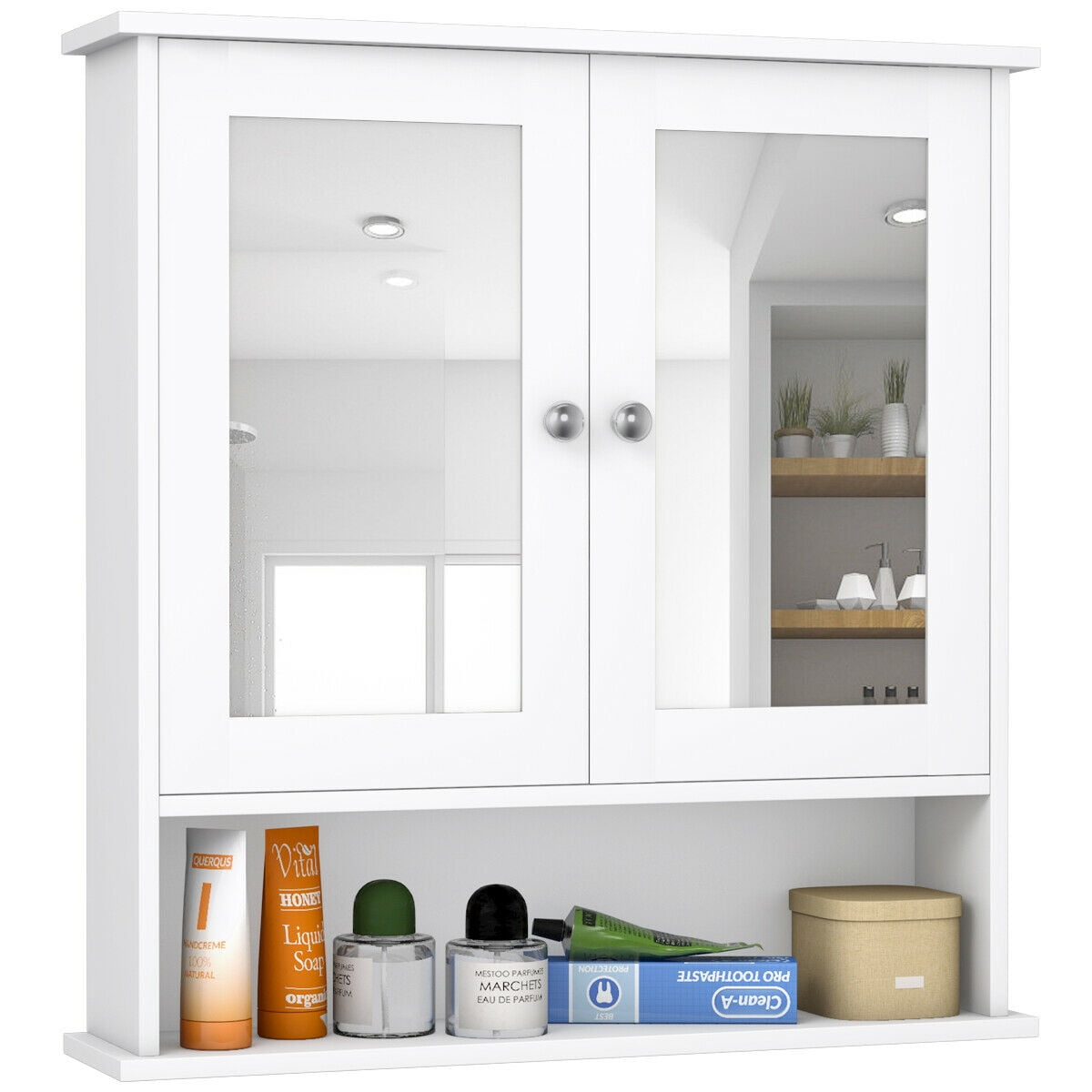 Buy Costway New Bathroom Wall Cabinet Double Mirror Door Cupboard ... for Maximizing Bathroom Space A Guide to Costway Medicine Cabinets