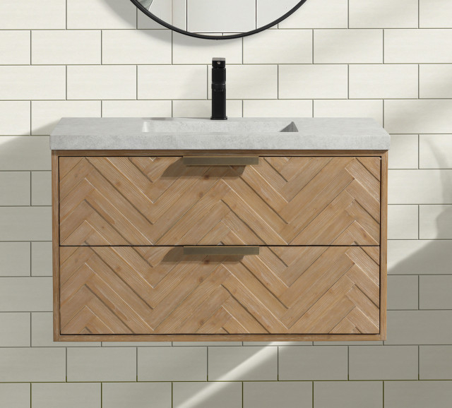 Carlsbad 36" Floating Bathroom Vanity Weathered Fir - Contemporary ... with Creating a Spa-Like Retreat with a Stylish Bathroom Vanity