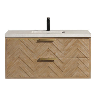Carlsbad 42" Floating Bathroom Vanity Weathered Fir - Farmhouse ... intended for Ari Kitchen & Bath Carlsbad 30" Floating Bathroom Vanity Weathered Fir